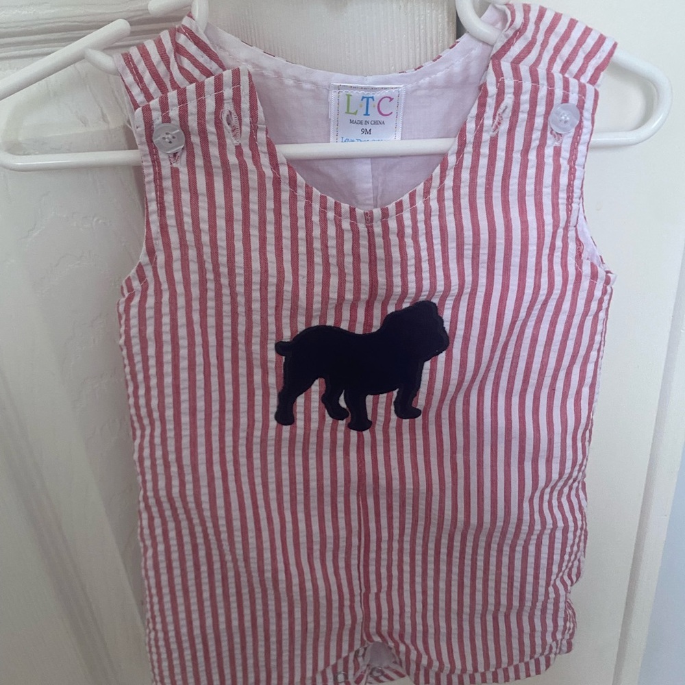 bulldog striped 9m boy romper